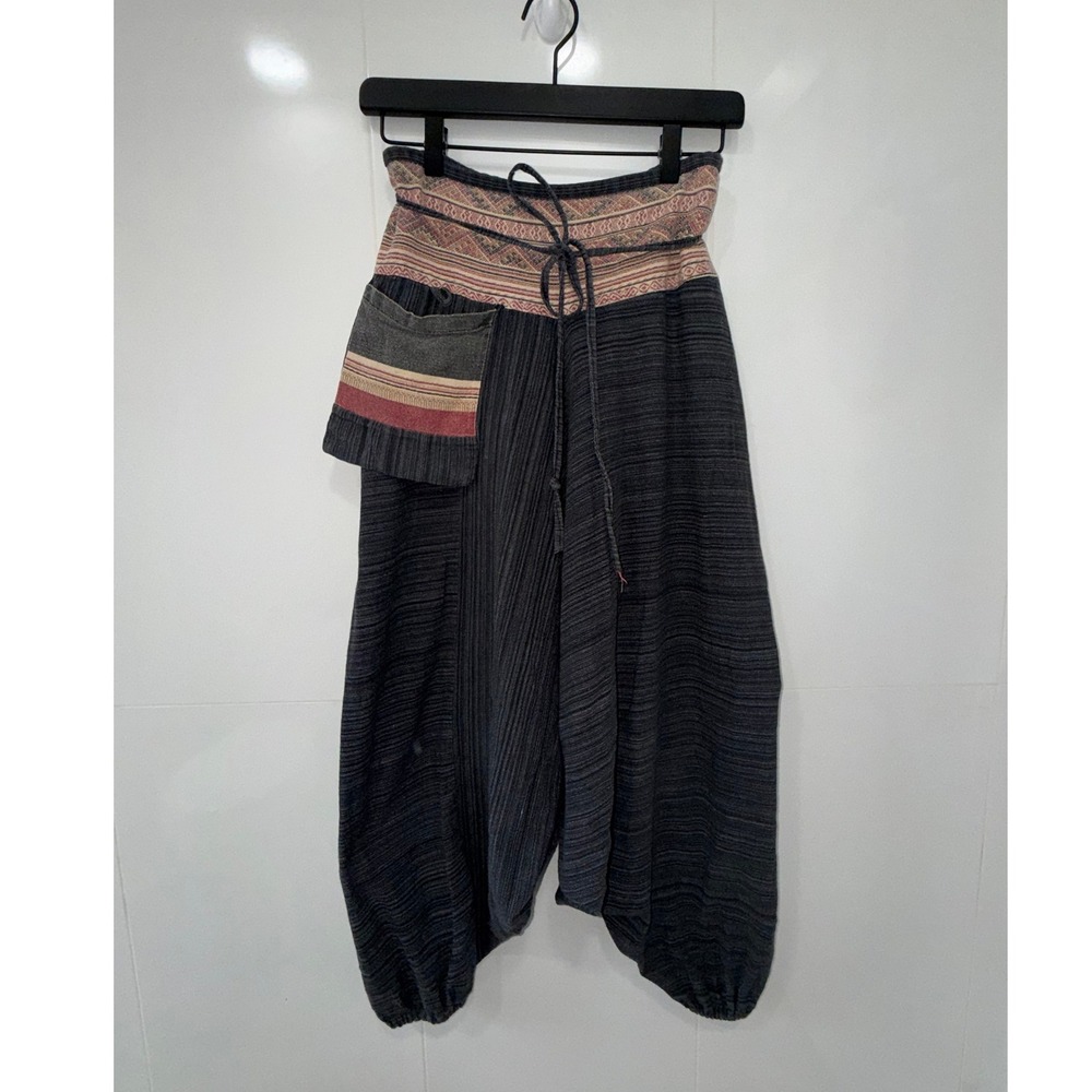 Boho Harem Pants Wrap Waist Baggy Drop Crotch Hippie Festival Pants
